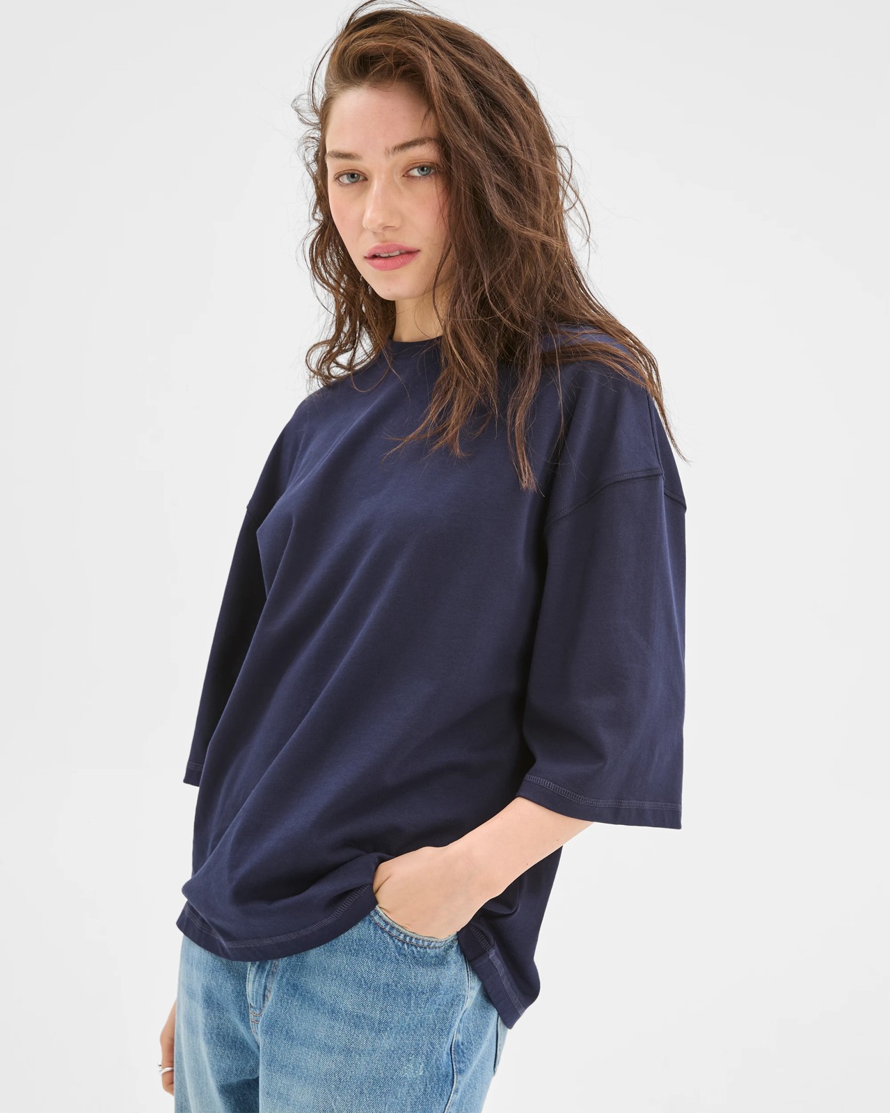Lily Loves Australian Cotton Oversized T-Shirt - Navy 2 of 5