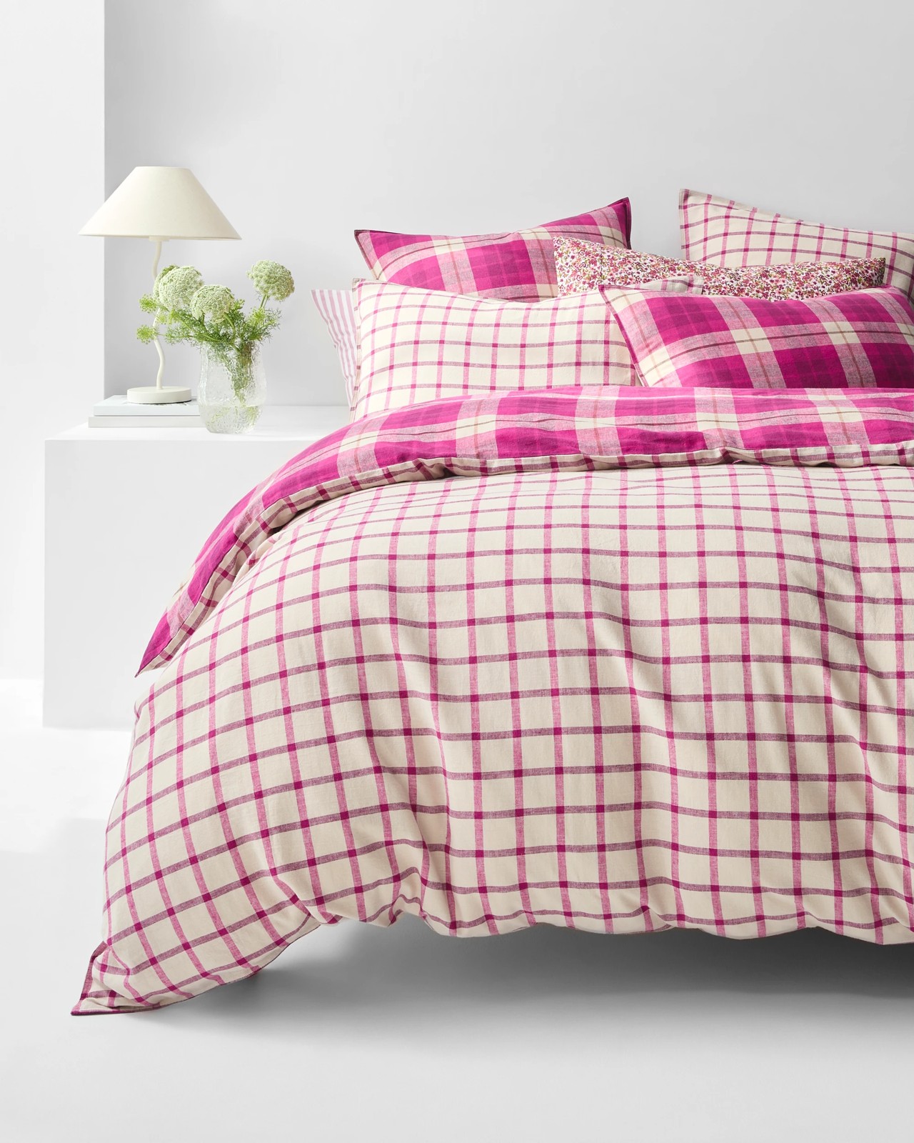Aster Check Linen/Coton Quilt Cover Set 3 of 6