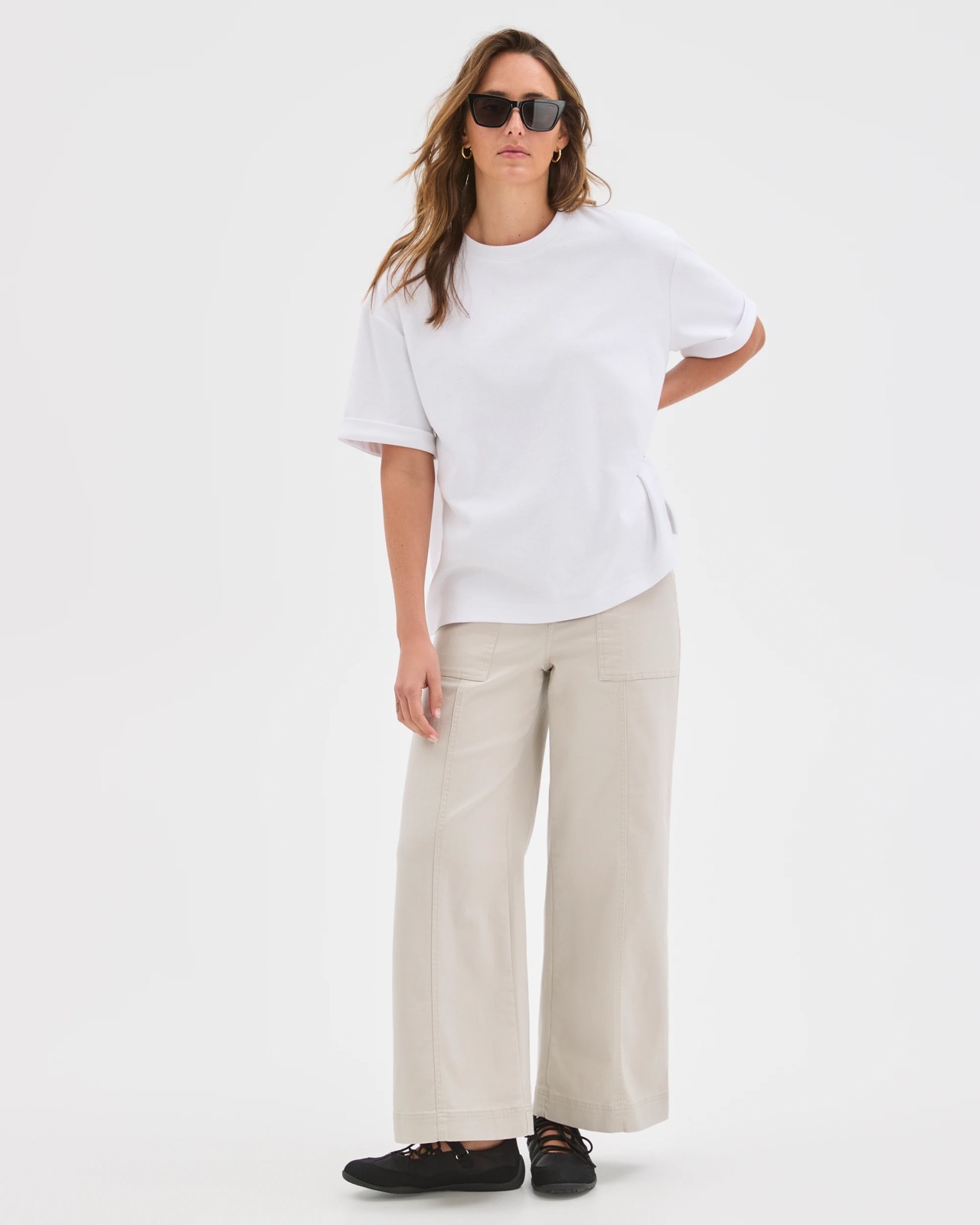 Turnback Cuff Boxy Rib T-Shirt - White 3 of 6