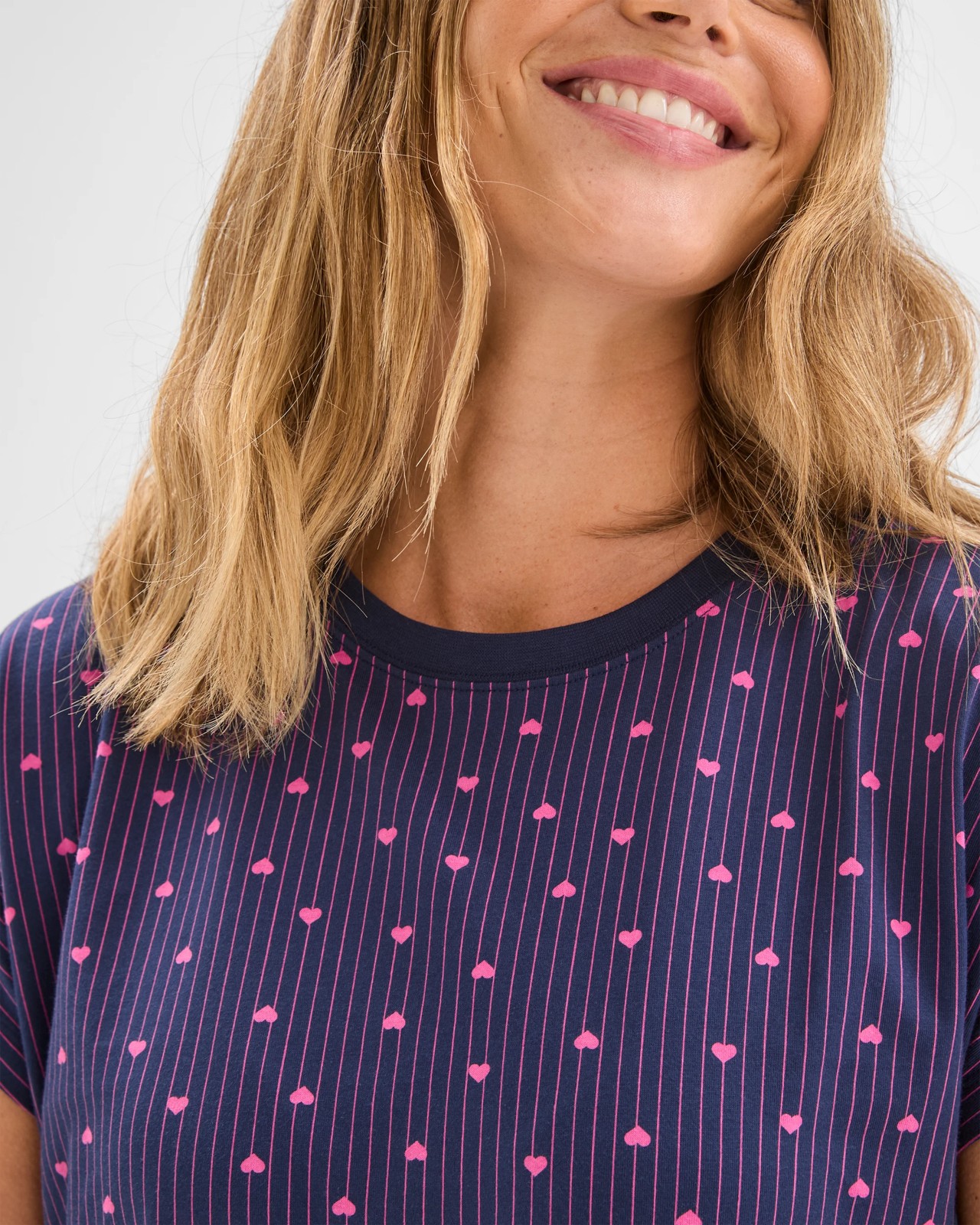 Australian Cotton T-Shirt Nightie - Heart Blue 5 of 6