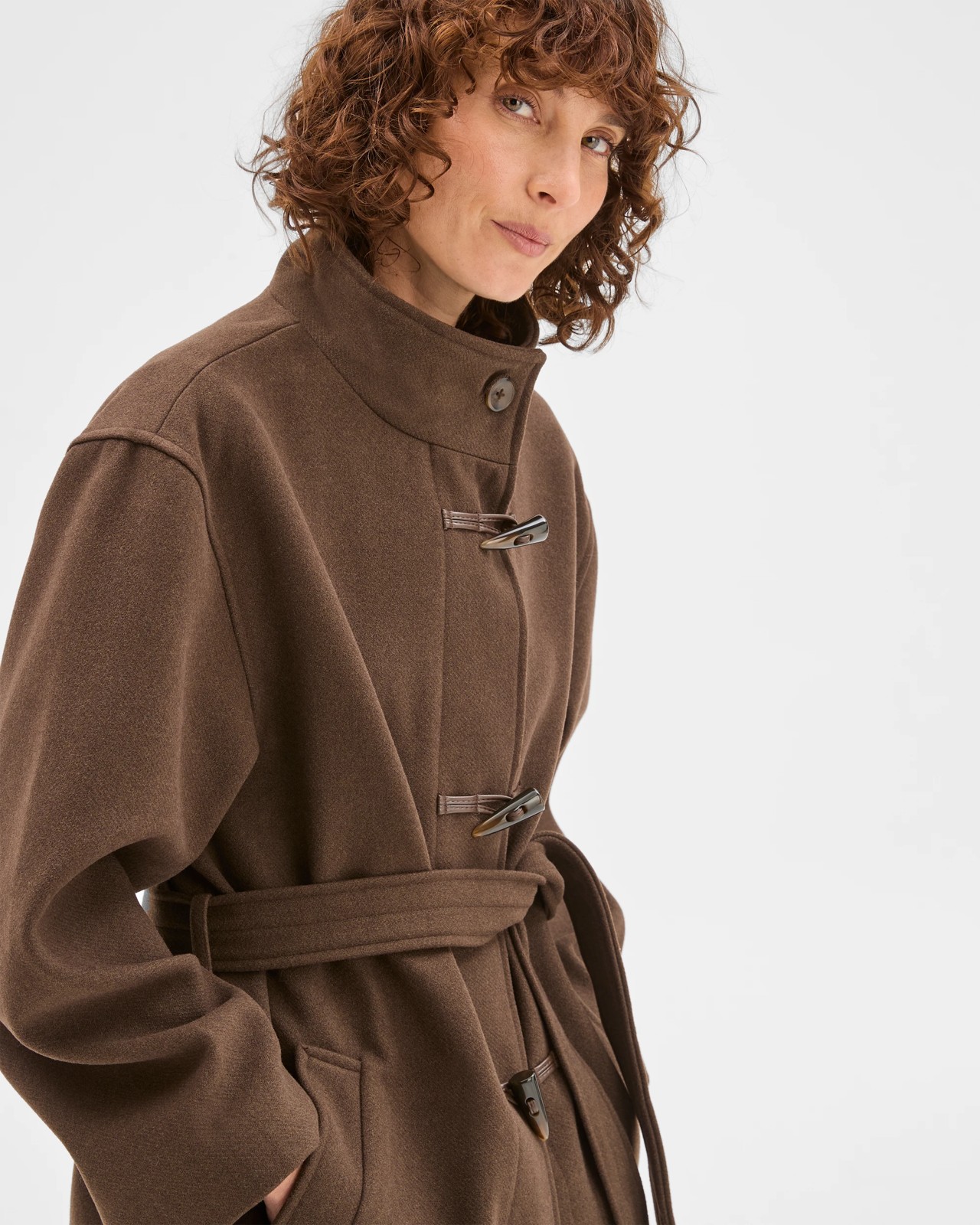 Tie Waist Duffle Coat - Coffee Bean 5 of 5
