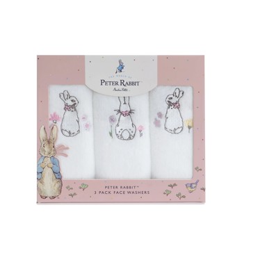 Peter Rabbit 3 Pack Face Washers - Pink