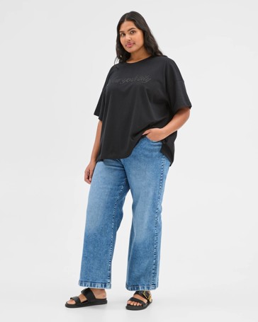 Plus Size Australian Cotton Graphic Split Hem T-Shirt