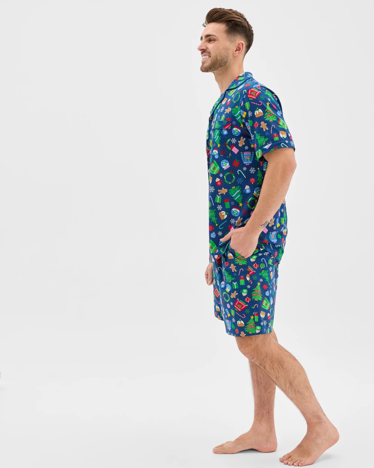Maxx Australian Cotton Short Sleeve Top & Shorts Christmas Pyjama Set 3 of 5