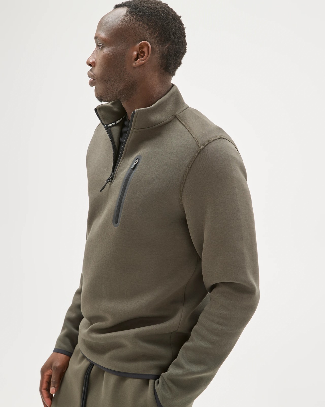 Active Australian Cotton Blend Tech Quarter Zip Jumper - Khaki 3 of 6