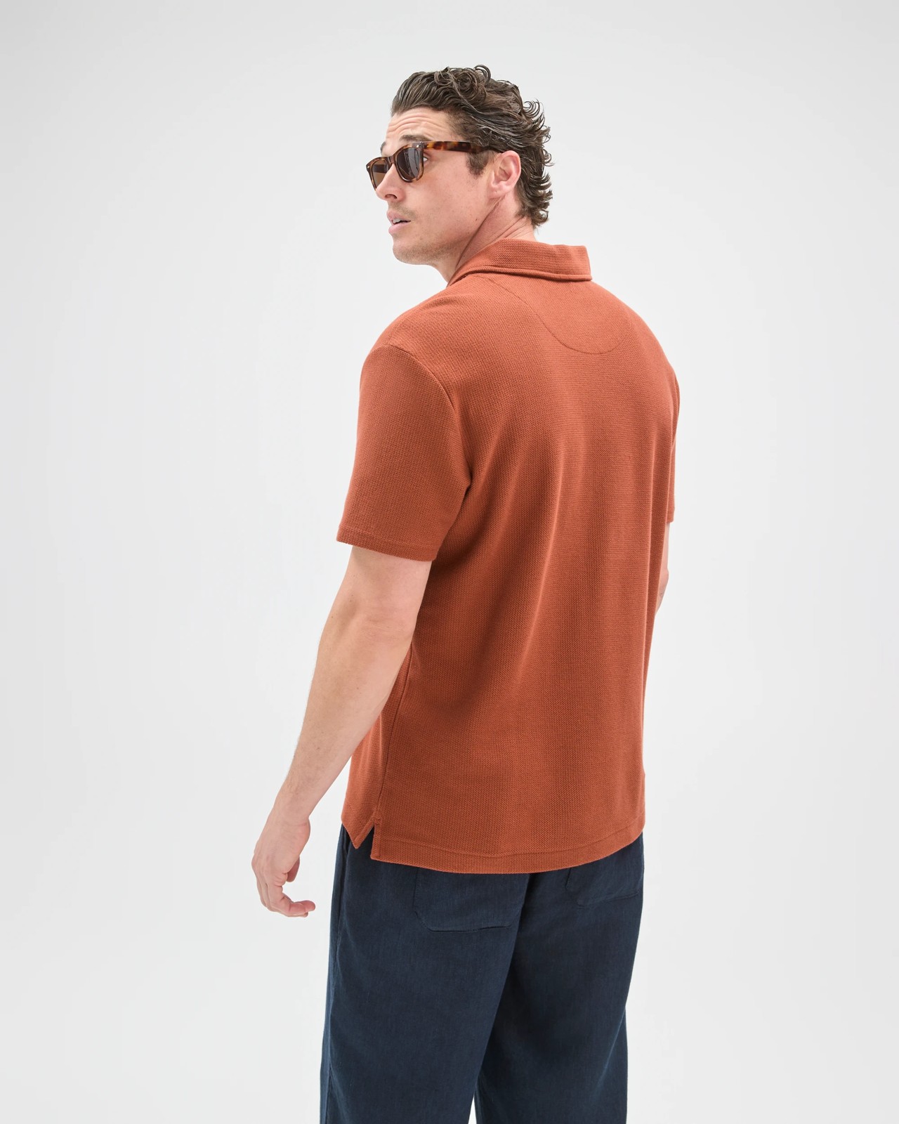 Australian Cotton Textured Polo Top - Sequoia 5 of 6