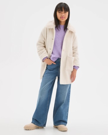 Longline Faux Fur Collar Coat