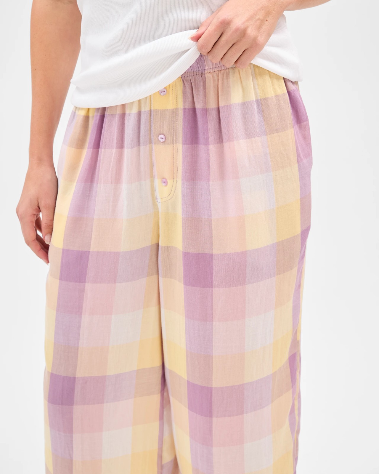 7/8 Length Sleep Pants - Check Purple 5 of 6