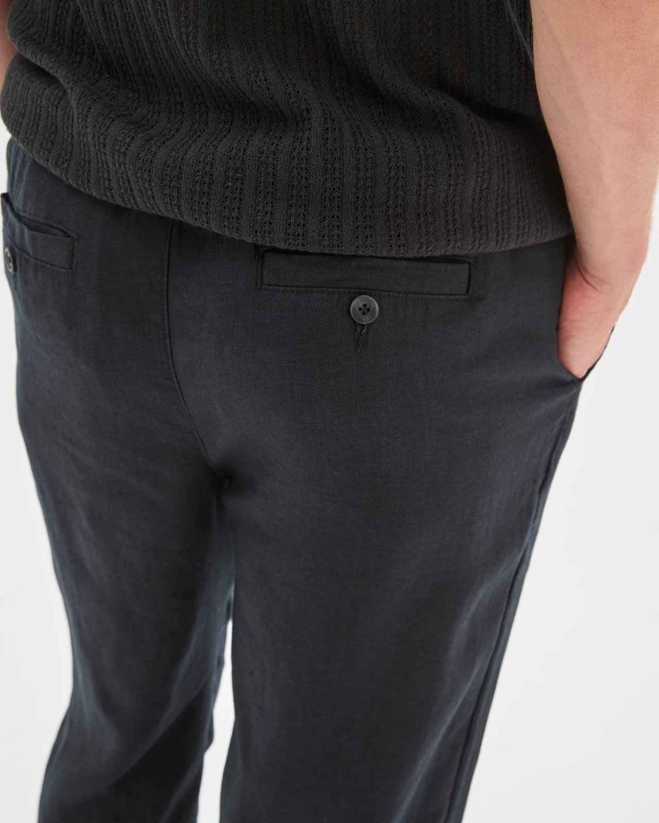 European Linen Full Length Pants - Black 5 of 6