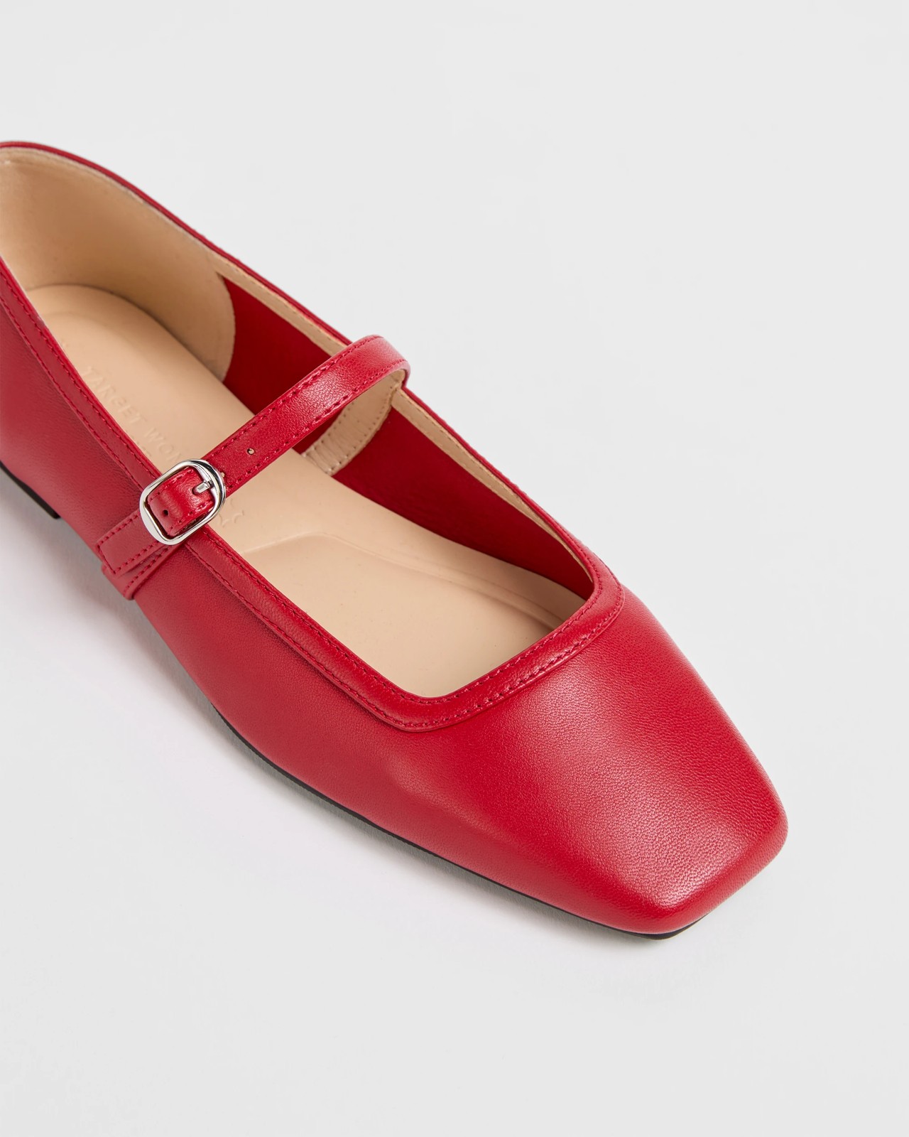 Genuine Leather Mary Jane Strap Ballet Flats - Red Leather 3 of 3