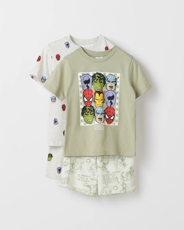 Marvel Australian Cotton Younger Boys 2 Pack Short Pyjama Set