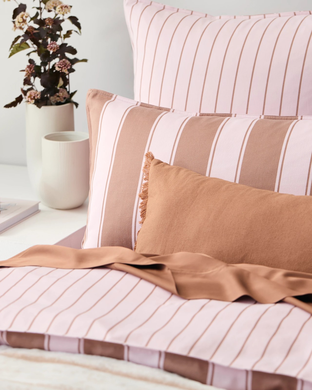 Rayne Stripe Stonewash Quilt Cover Set - Mocha/Lilac 5 of 5