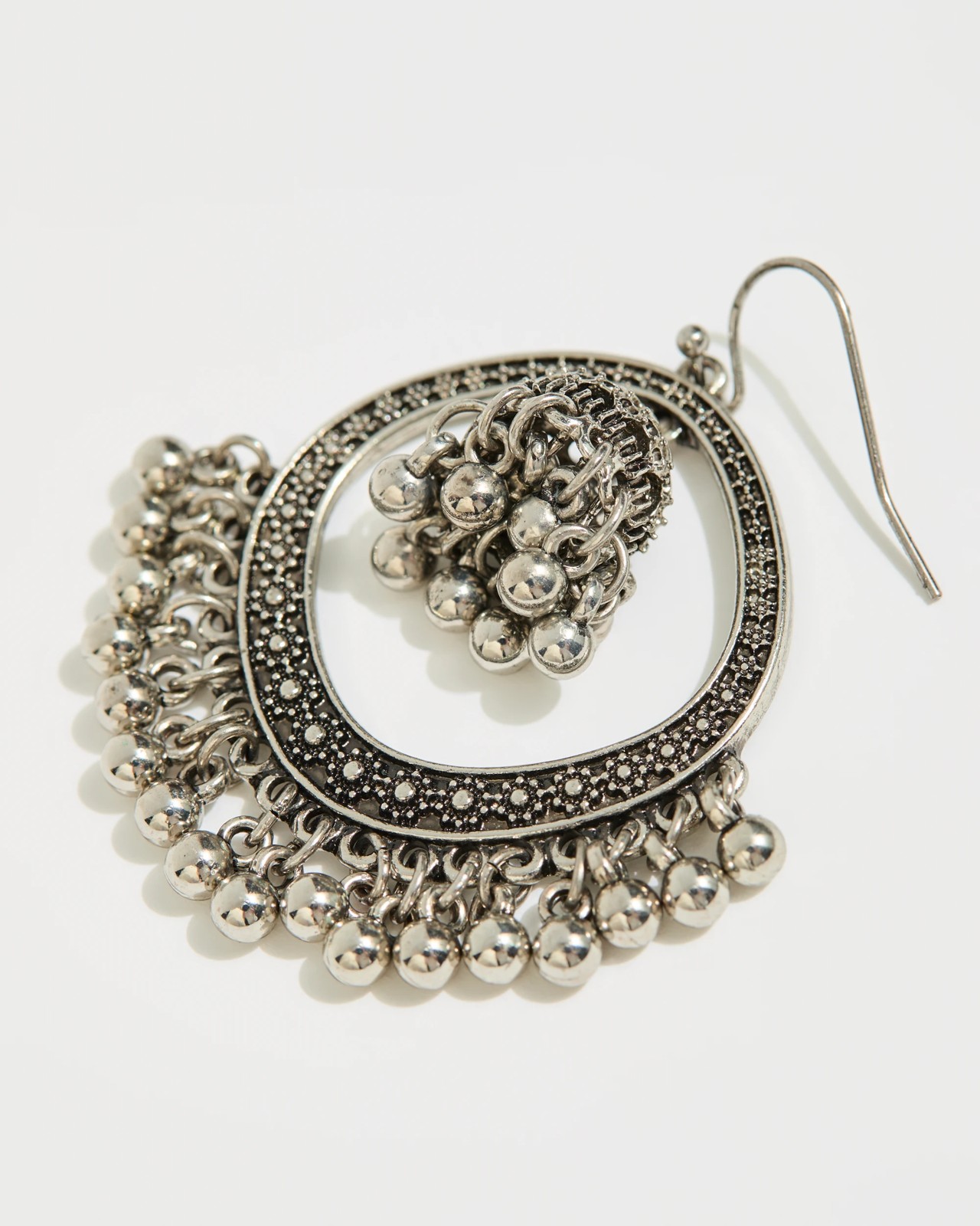 Bell Statement Drop Earrings - Burnished Silver Tone 2 of 2