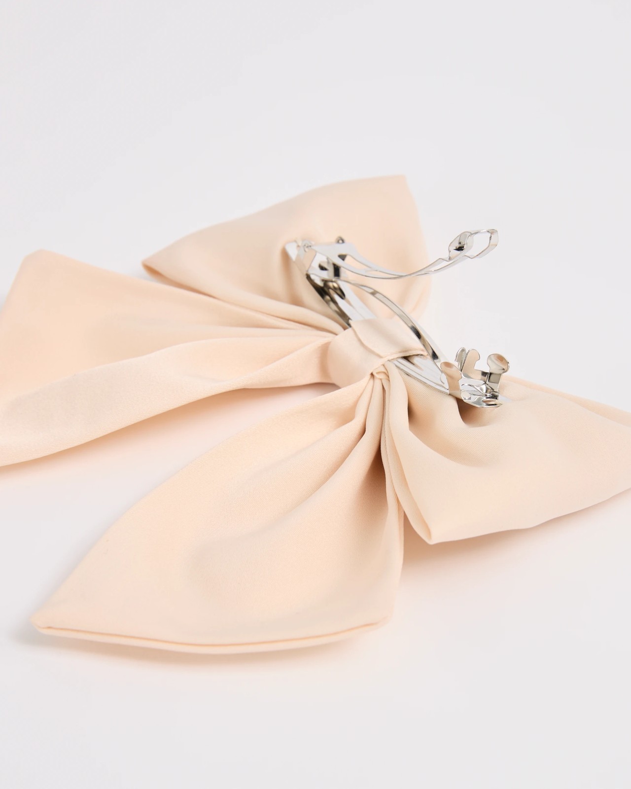 Satin Bow Barette Hair Clip - Champagne 2 of 2