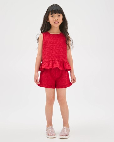Cotton Broderie Woven Top & Shorts Set