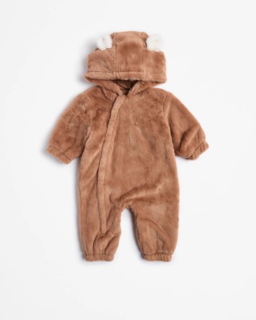 Baby Unisex Faux Fur Zip Coverall
