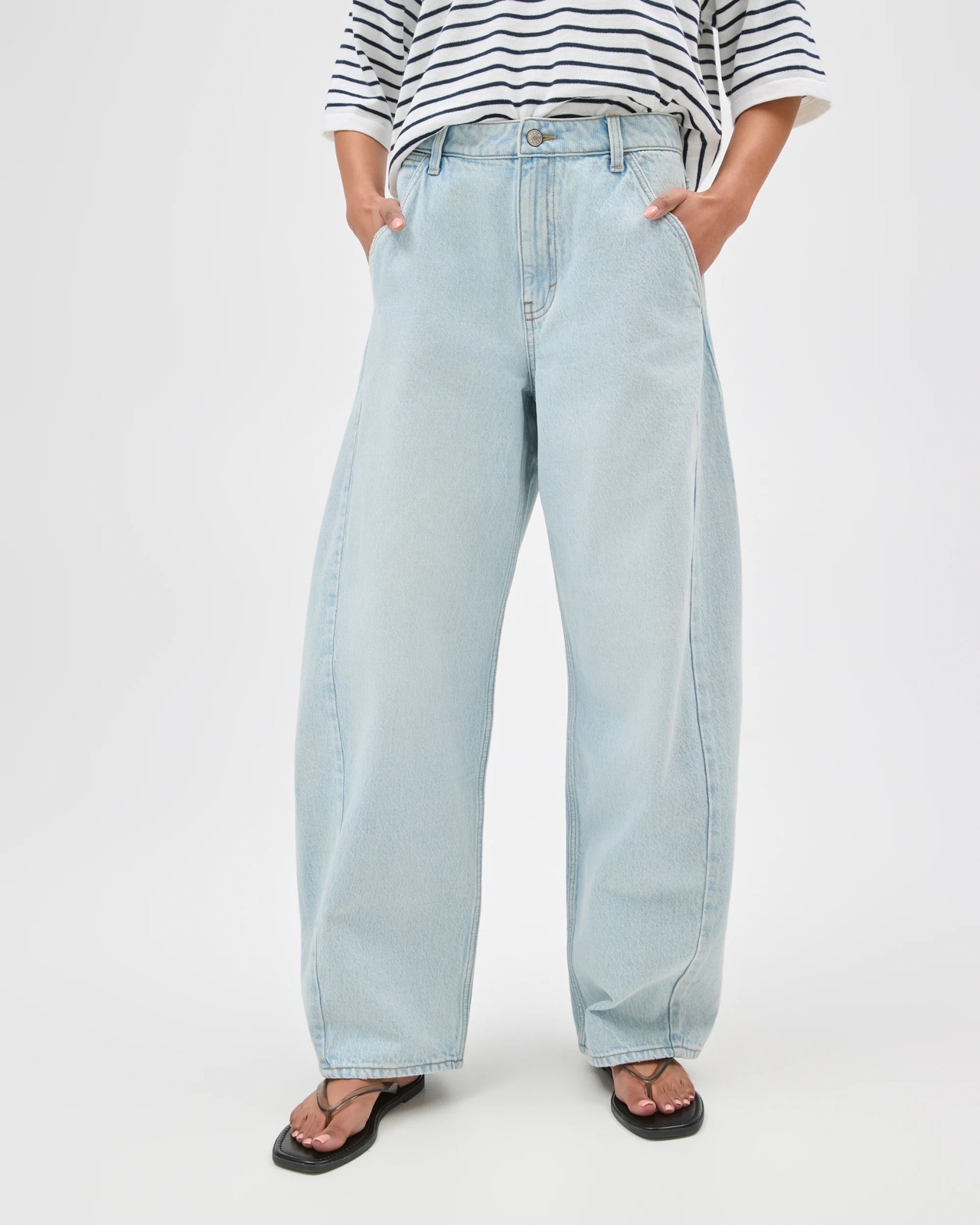 Barrel Leg Full Length Denim Jeans 4 of 6