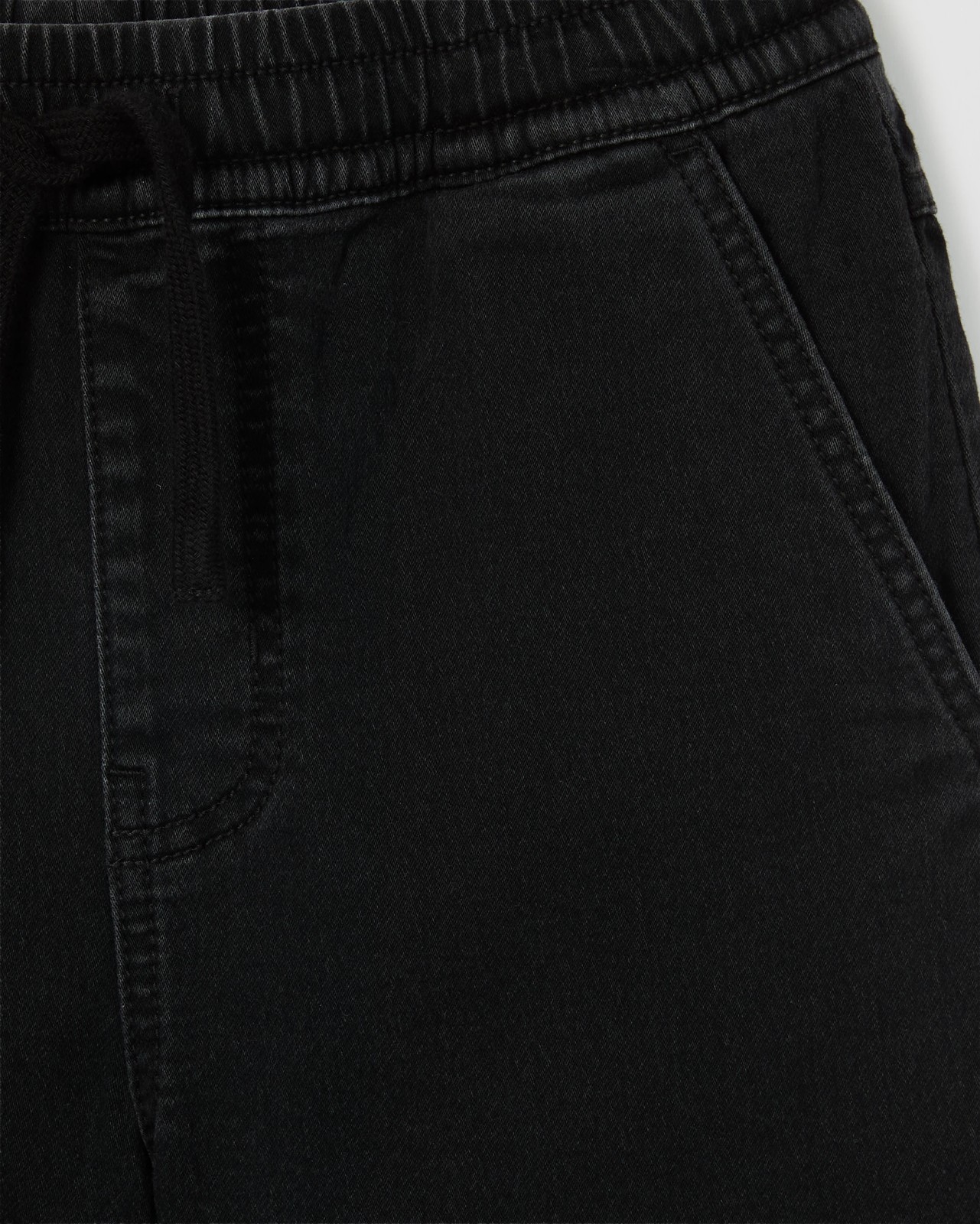 Elastic Waistband Pull-On Denim Shorts - Blackwash 6 of 6