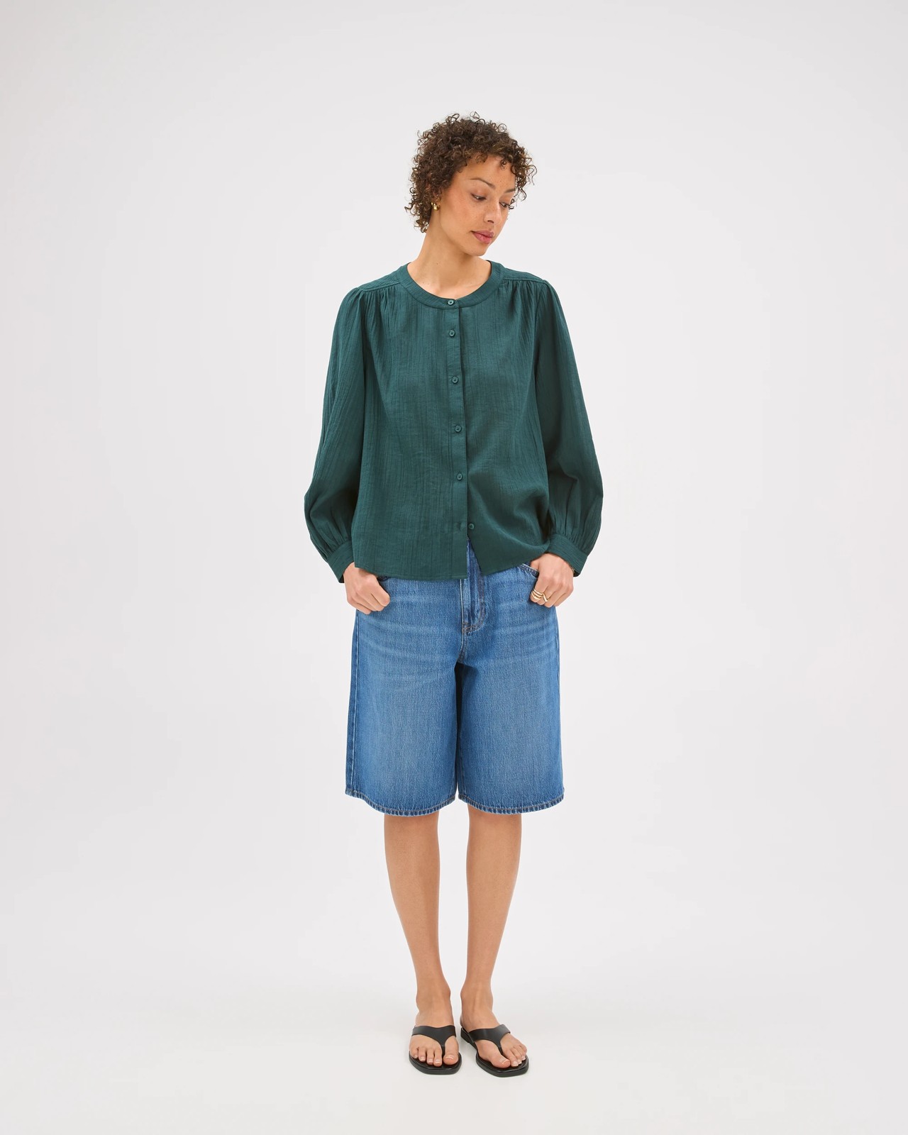 3/4 Sleeve Femme Print Blouse - Ponderosa Pine 4 of 5