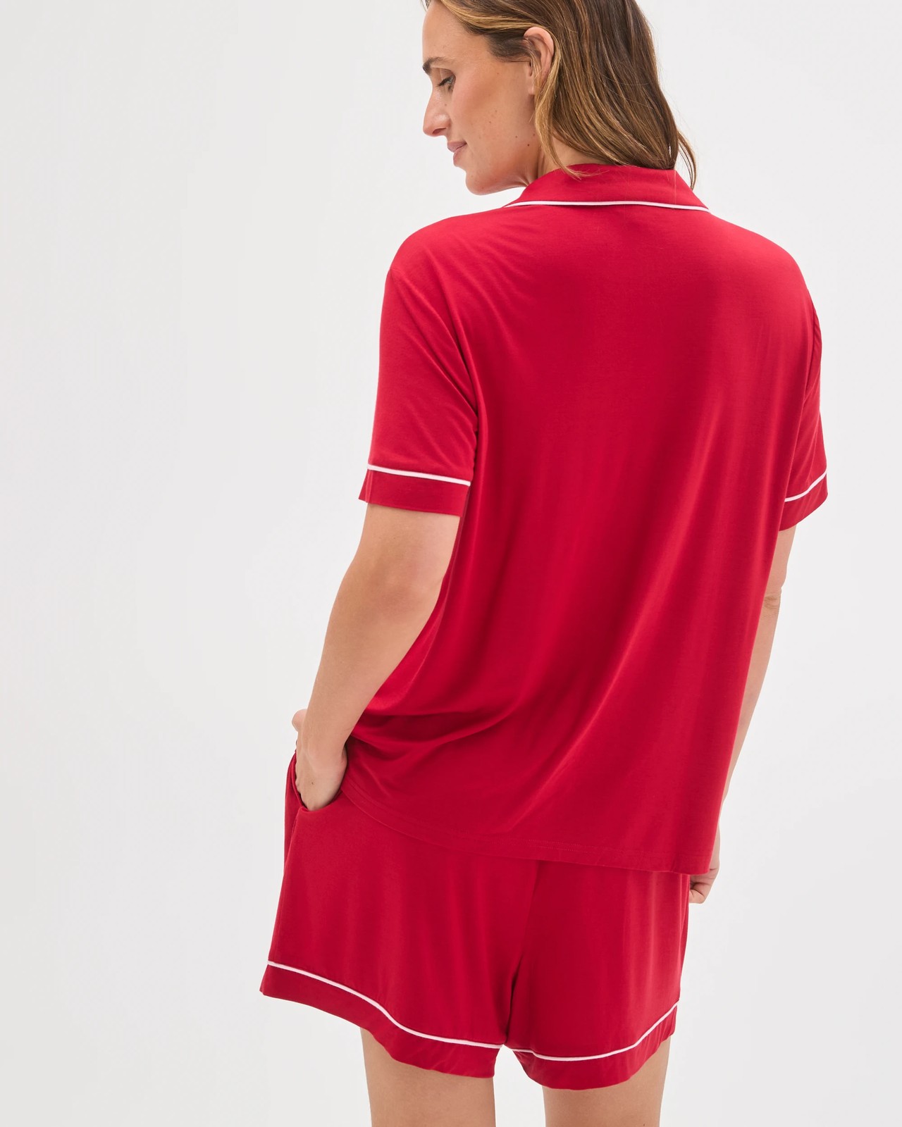 Bamboo Top and Shorts Pyjama Set - Red 5 of 6