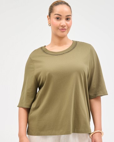 Plus Size Australian Cotton Stitch Detail T-Shirt