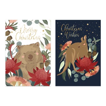 10 Pack Wombat Christmas Card - Hallmark