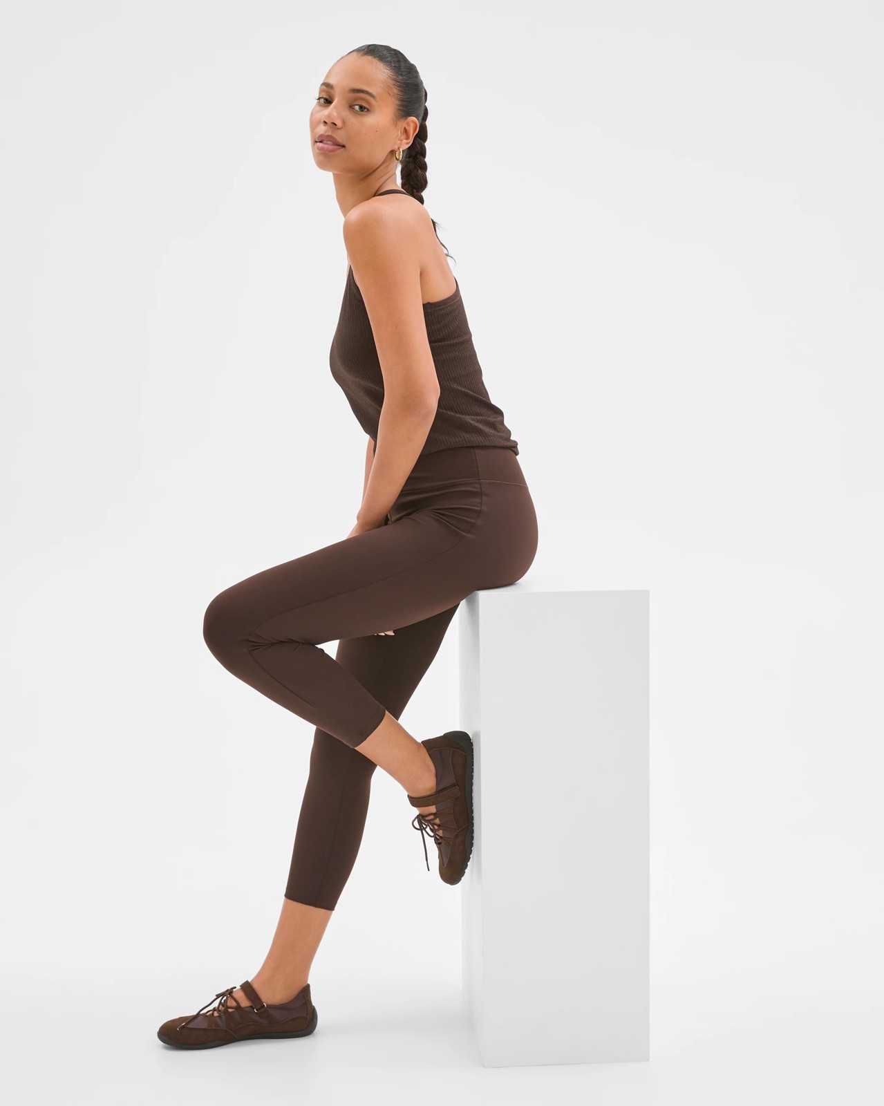 Active Studio Soft Ruched 7/8 Length Tights - Cocoa 2 of 6