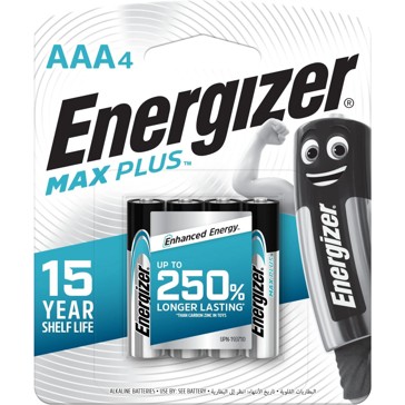 4 Pack Energizer Max Plus AAA Alkaline Batteries