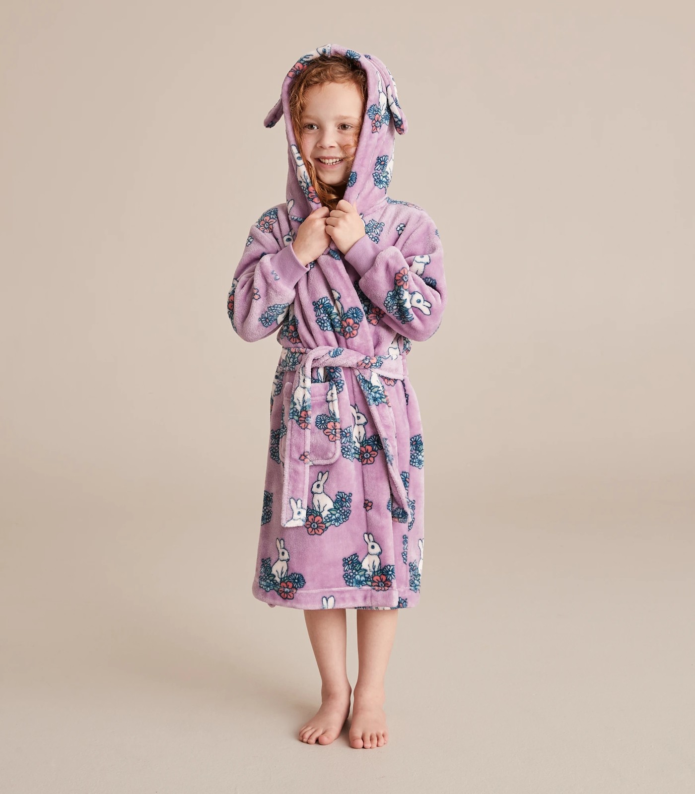 Kids Floral Bunny Fleece Dressing Gown 5 of 5