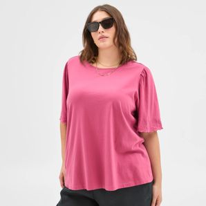 Plus Size Australian Cotton Embroidered Sleeve T-Shirt