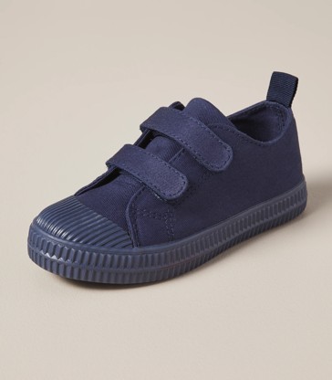 Kids Junior Double Strap Canvas Sneakers