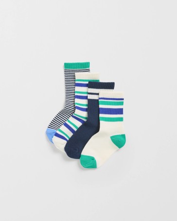 Maxx Cotton Blend 4 Pack Boys Rib Crew Socks