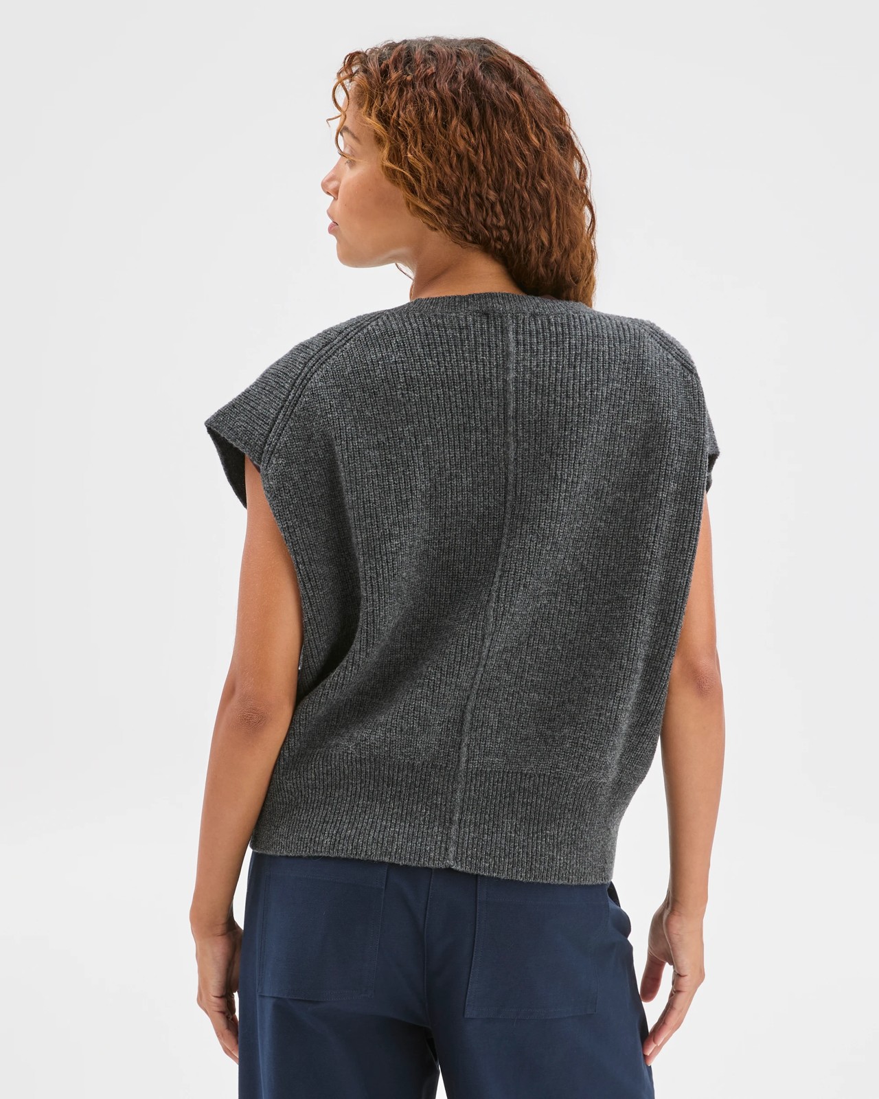 Australian Lambswool Button Through Vest - Dark Grey Marle 6 of 6