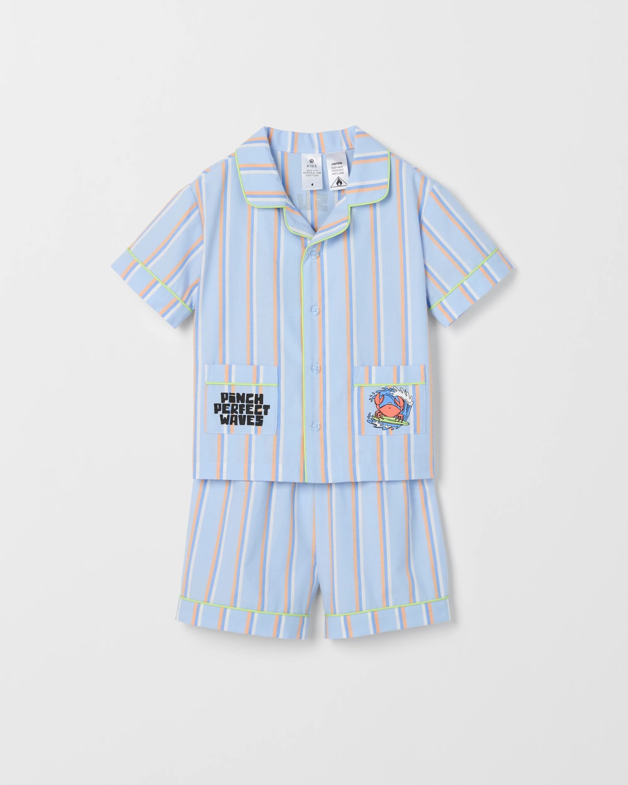 Australian Cotton Younger Boys Elevated Woven Pyjama Set - Blue Crab 5 of 5