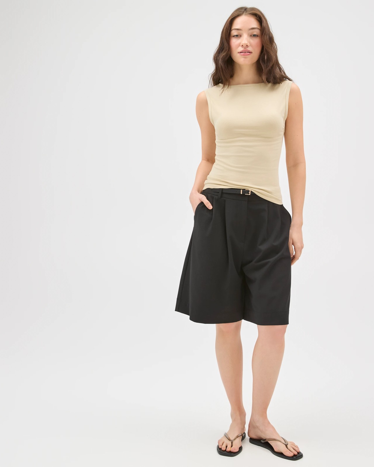 Lily Loves Australian Cotton Blend Scoop Back Tank Top - Green Tea 2 of 5