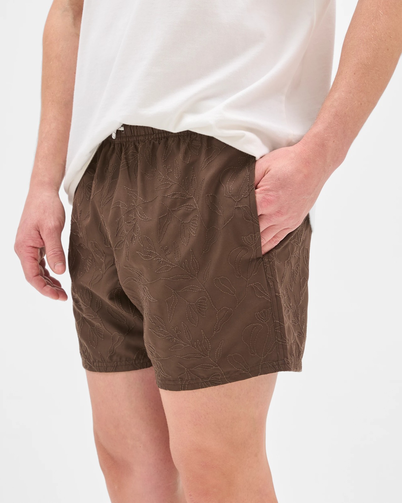 Embroidered Volley Shorts - Chocolate 4 of 6