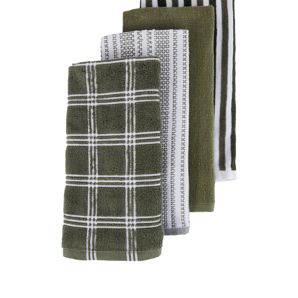 Anko 4 Pack Green Check Terry Tea Towel product image