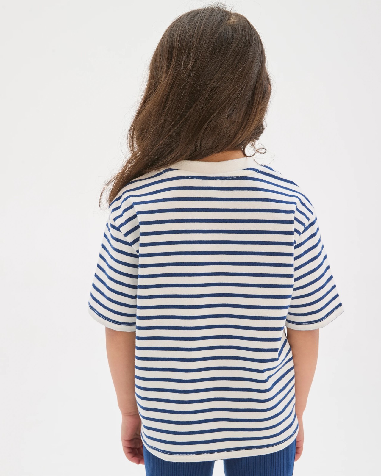 Australian Cotton Blend T-Shirt and Bike Shorts Set - Navy / White Stripe 4 of 5
