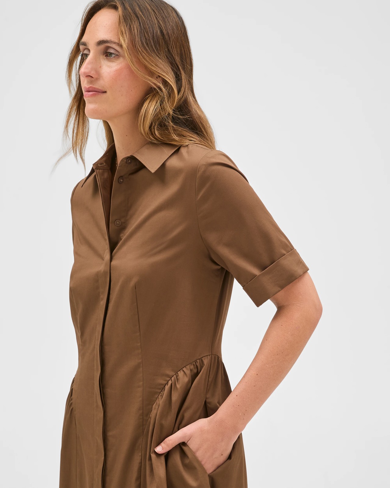 Preview Australian Cotton Volume Midi Shirt Dress - Fall leaf 3 of 5