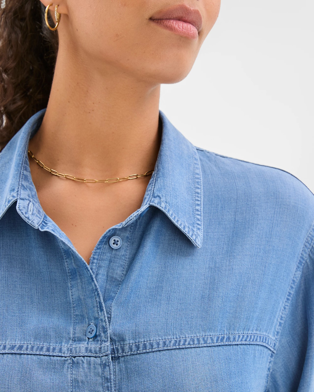 Long Sleeve Chambray Tie Shirt 4 of 6