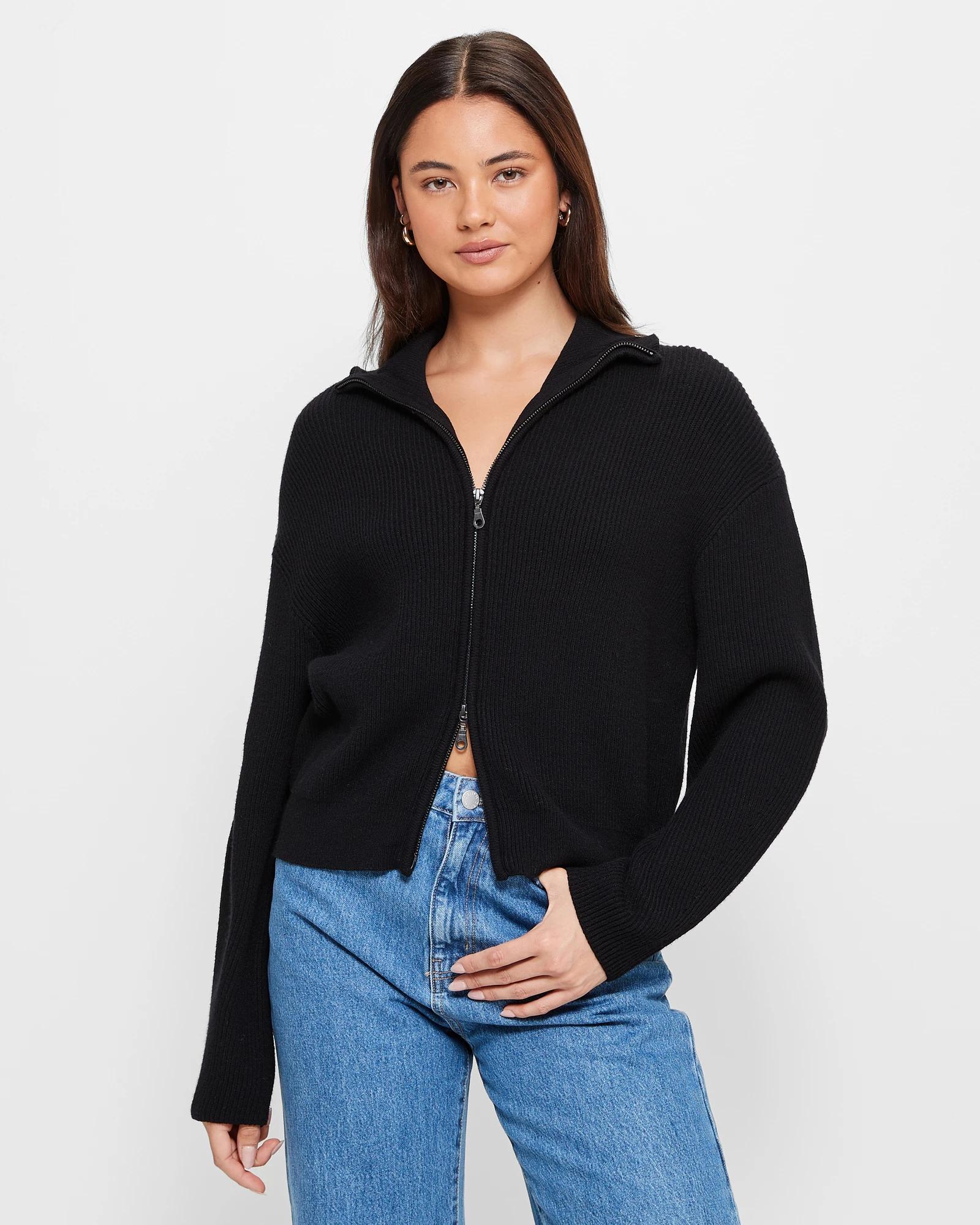 Zip front cardigan women's sales