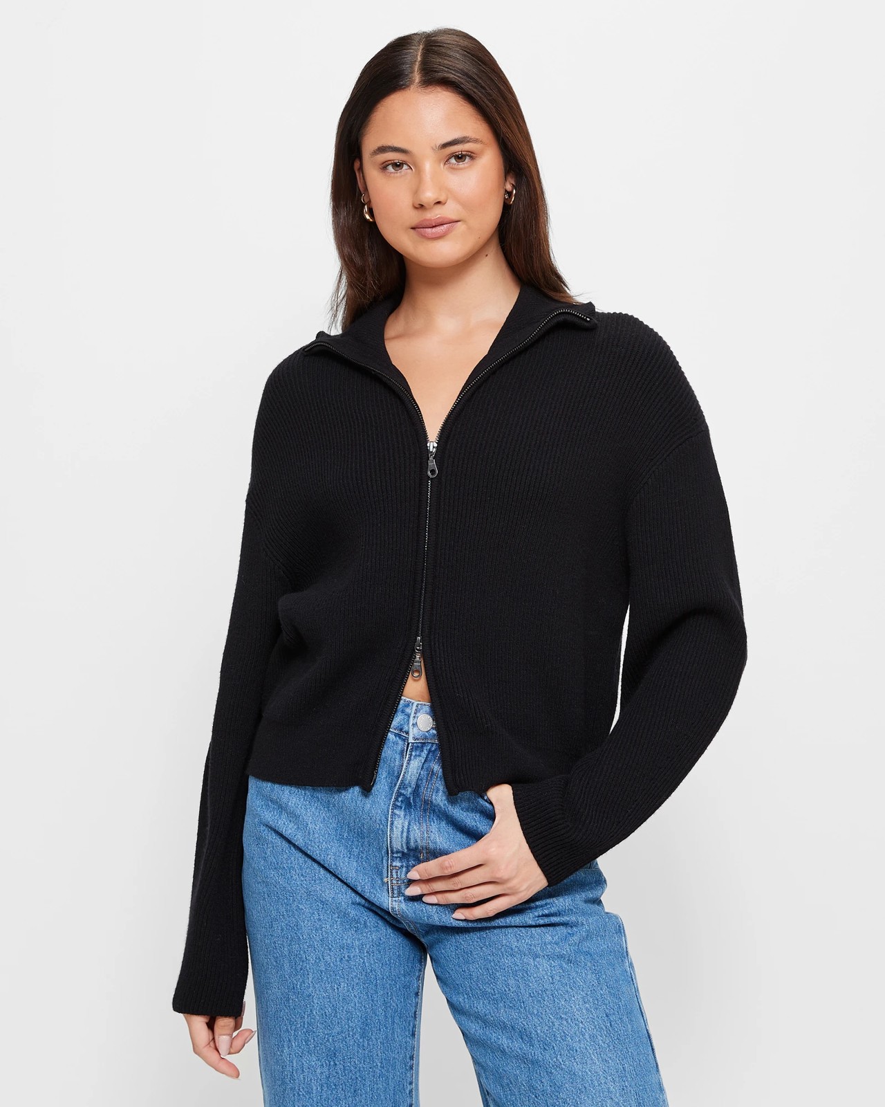 Front zip cardigan best sale