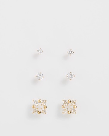 3 Pack Waterproof Modern Stud Earring Set