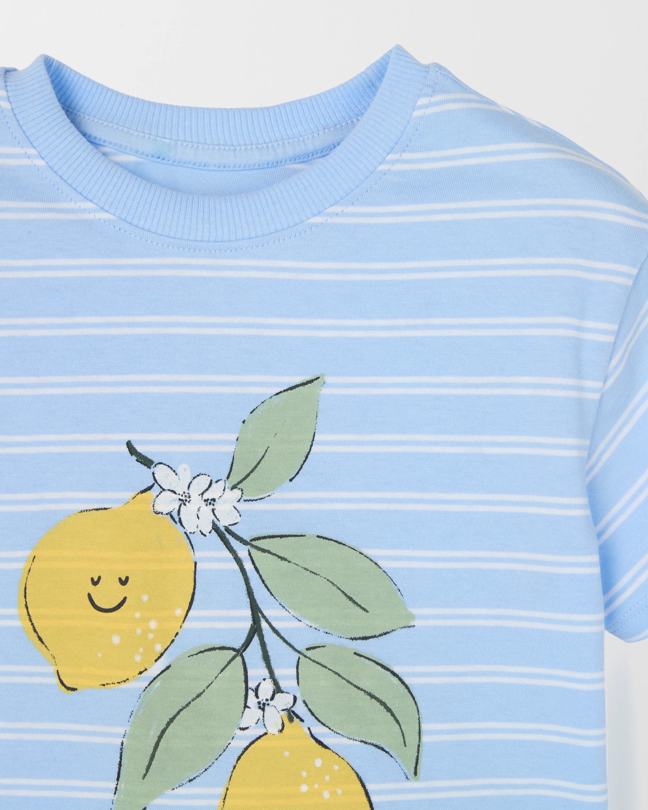 Australian Cotton Oversized T-Shirt - Blue Stripe AOP Lemons 2 of 2
