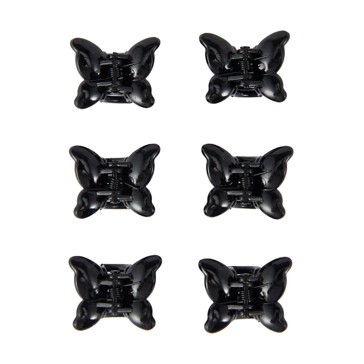 6 Piece Black Butterfly Mini Claw Hair Clips - OXX Haircare
