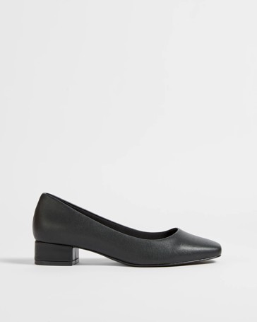 Leather Low Block Dress Heel