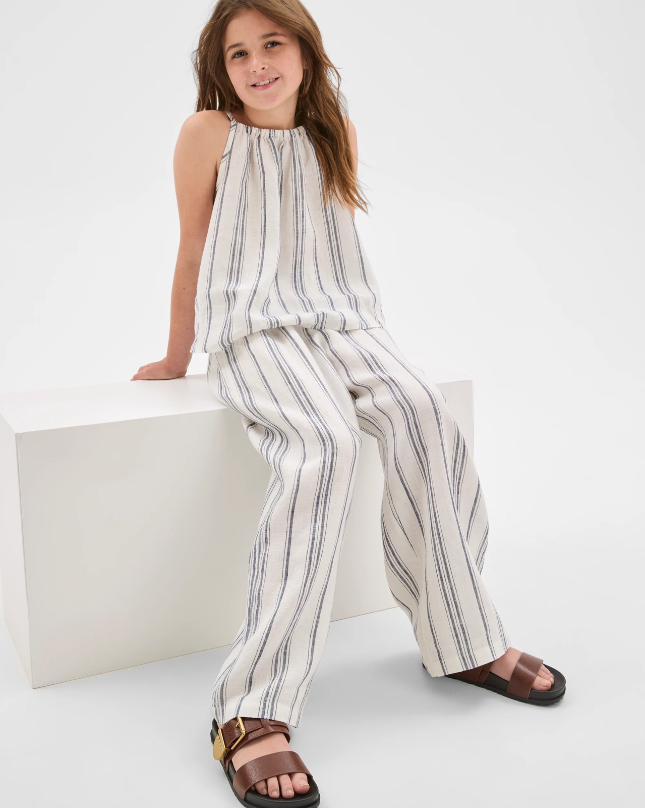 European Linen Wide Leg Pants - Stripe 3 of 6