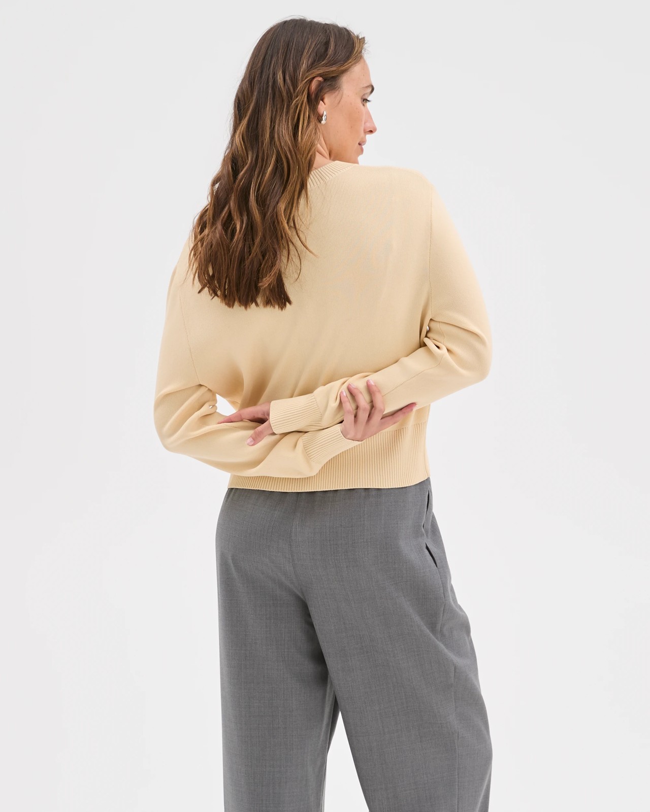 Preview Crepe Knit Core Cardigan - Parchment 6 of 6