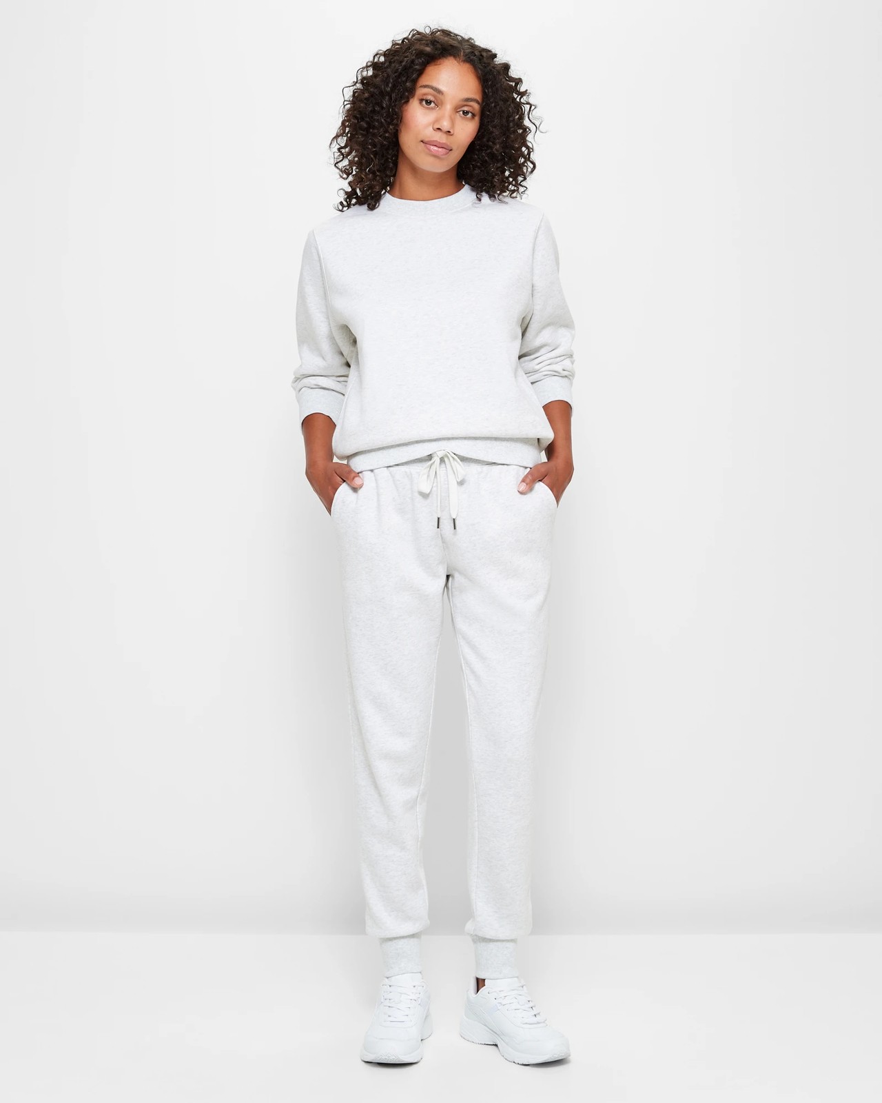 Active Fleece Cuffed Trackpants - White Marle