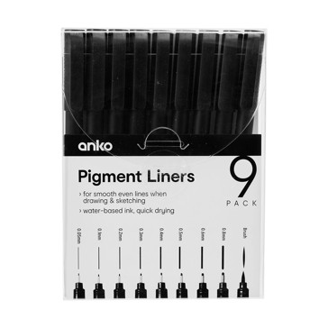 Pigment Liners, 9 Pack - Anko